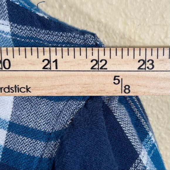 Wrangler Mens Sherpa Lined Flannel Shacket Blue Plaid Jacket 2XL - Picture 7 of 10